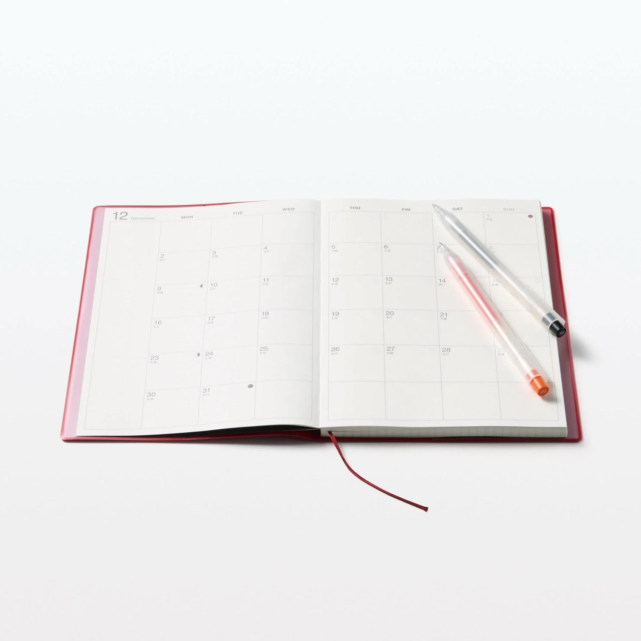 MUJI 2025 Monthly Weekly Yearly Planner RED B6 (Starts December 24) USA