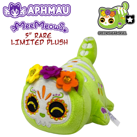 GREEN SUGAR SKULL CAT - Aphmau MeeMeows HALLOWEEN 5" Plush (NEW) RARE Version!