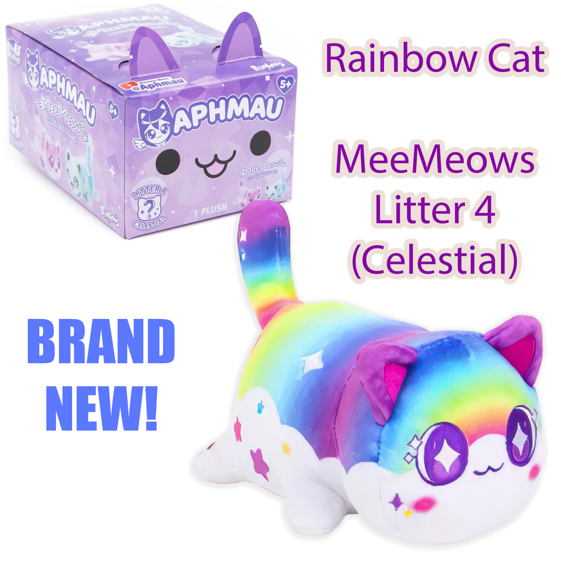 Meows Aphmau Doll Aphmau Meows Cat Plush Alien Rainbow soft