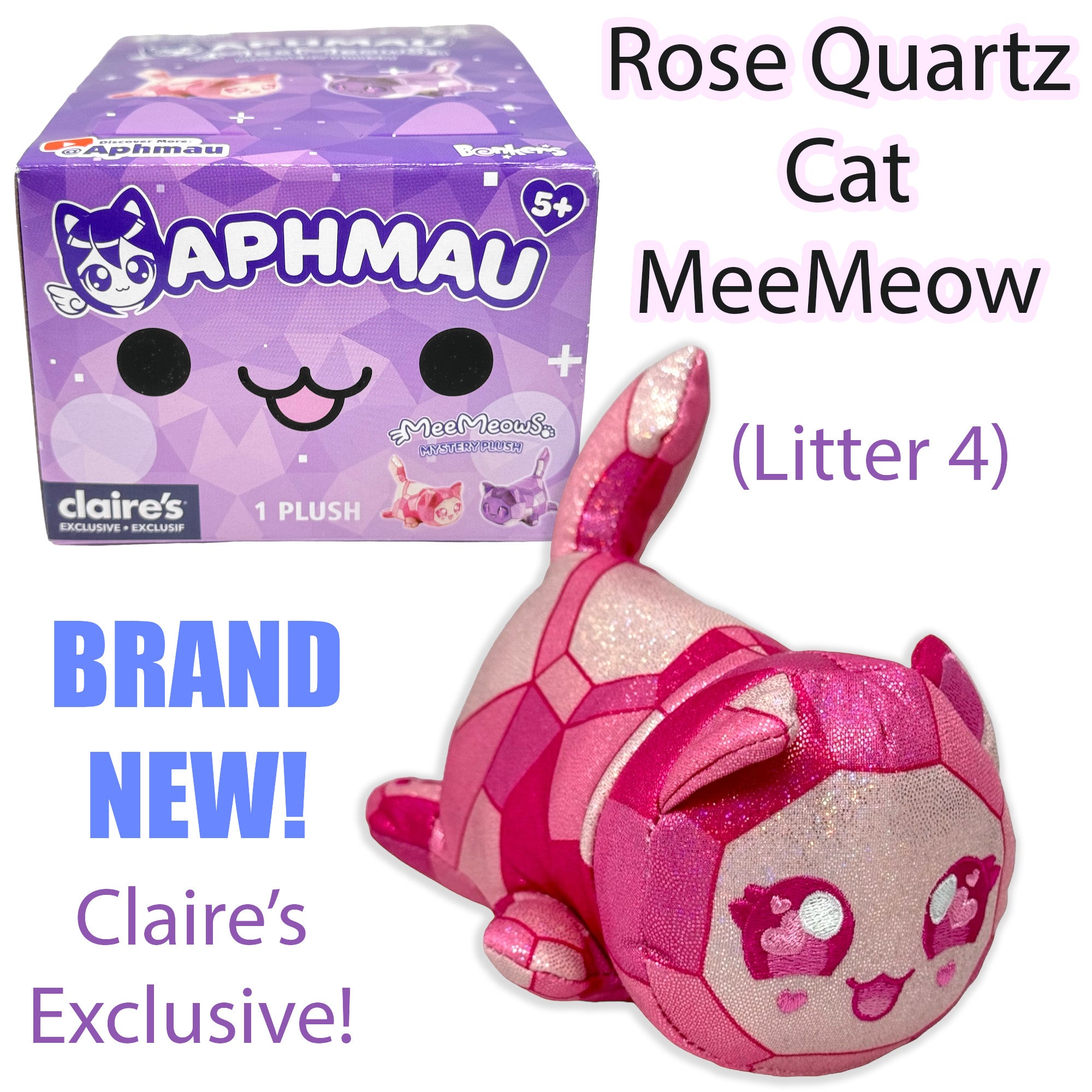 ROSE QUARTZ CAT - MeeMeows Litter 4 from Aphmau (NEW) HTF Claire's  Exclusive!